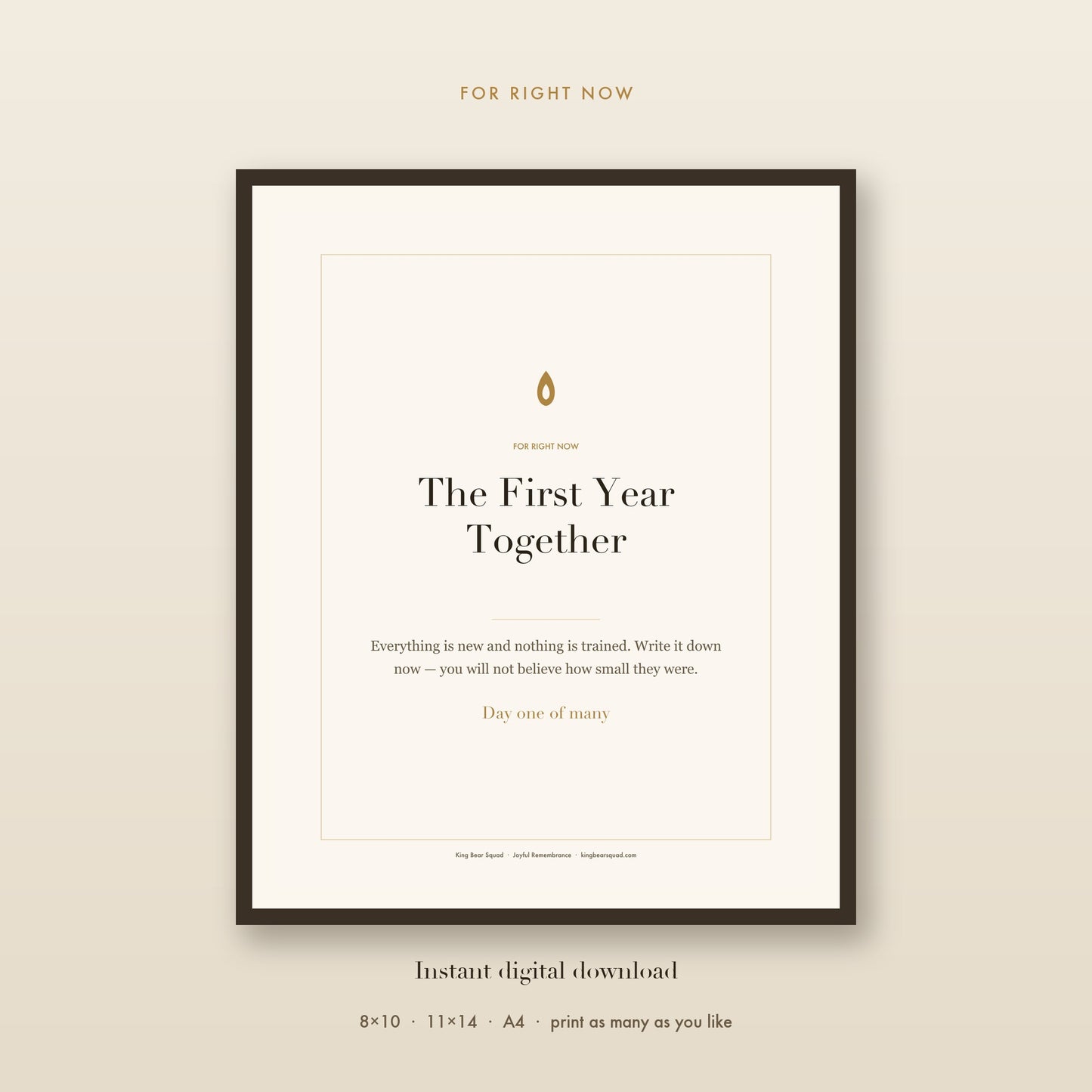 The First Year Together new pet memory book, framed print