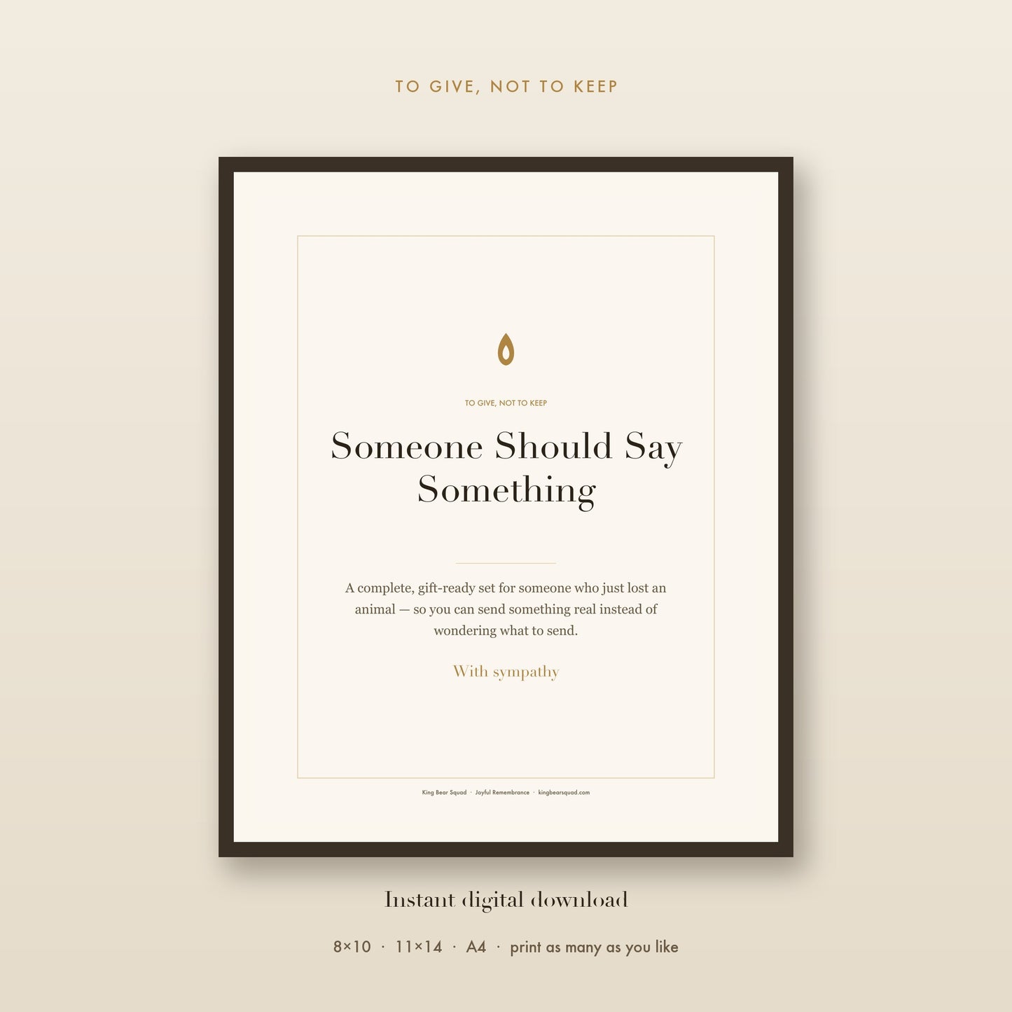 The Thoughtful Gift pet memorial bundle, framed print