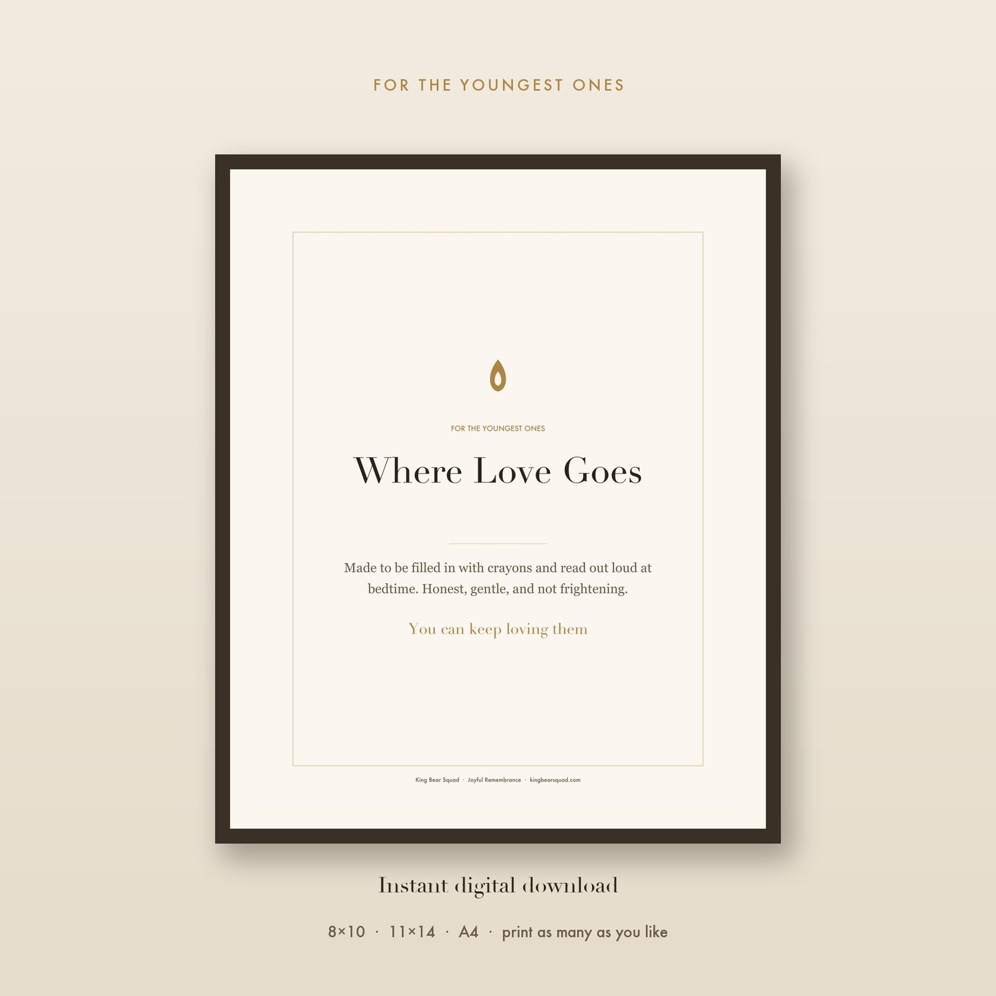 Where Love Goes kids pet goodbye kit, framed print
