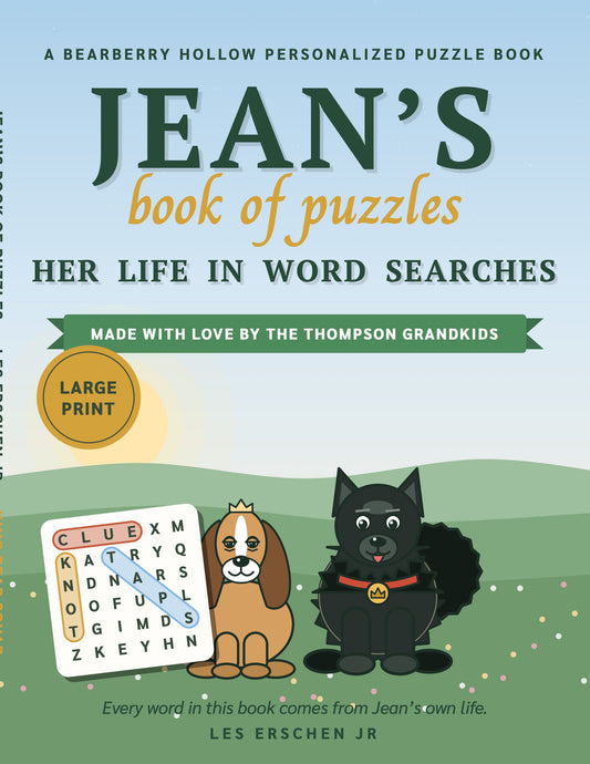 Sample personalized puzzle book cover: Jean's Book of Puzzles