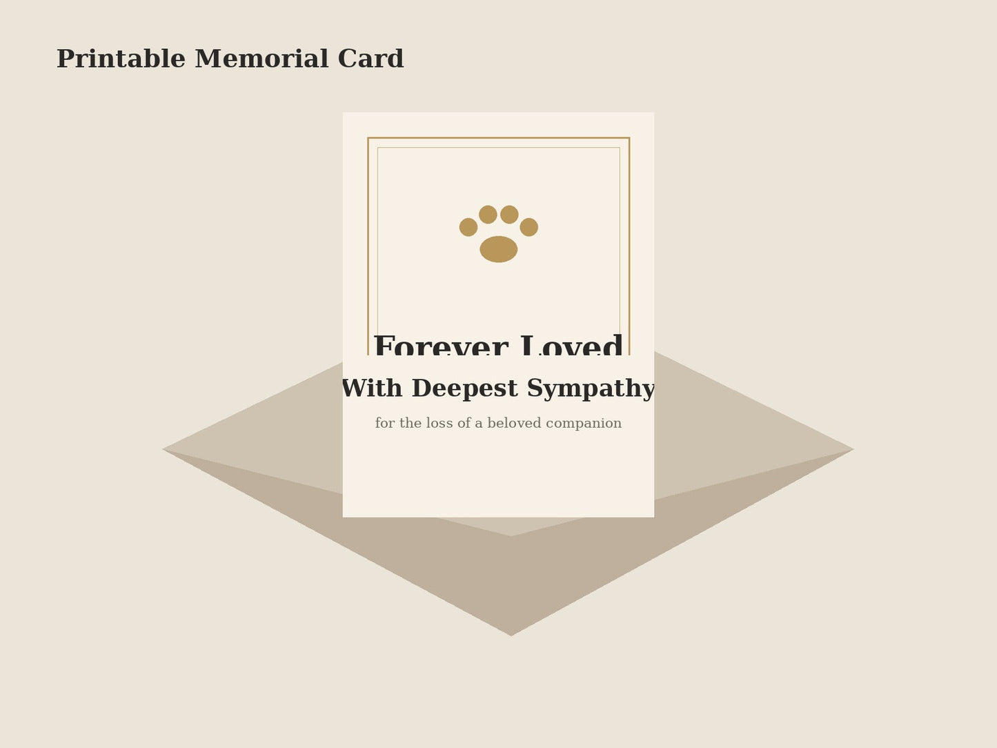 Printable dog memorial remembrance card mockup