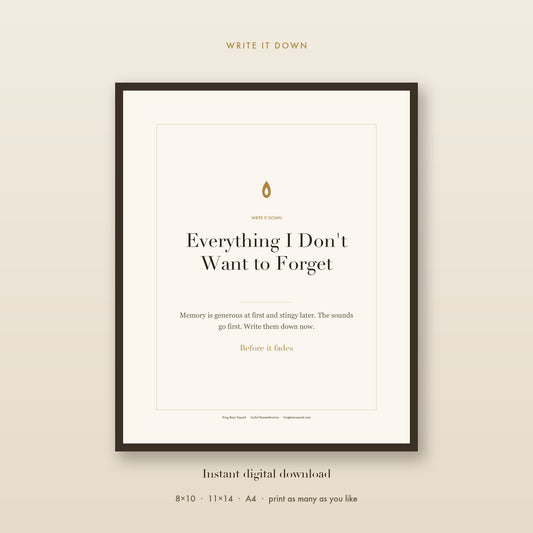 Everything I Don't Want to Forget pet memory journal, framed print