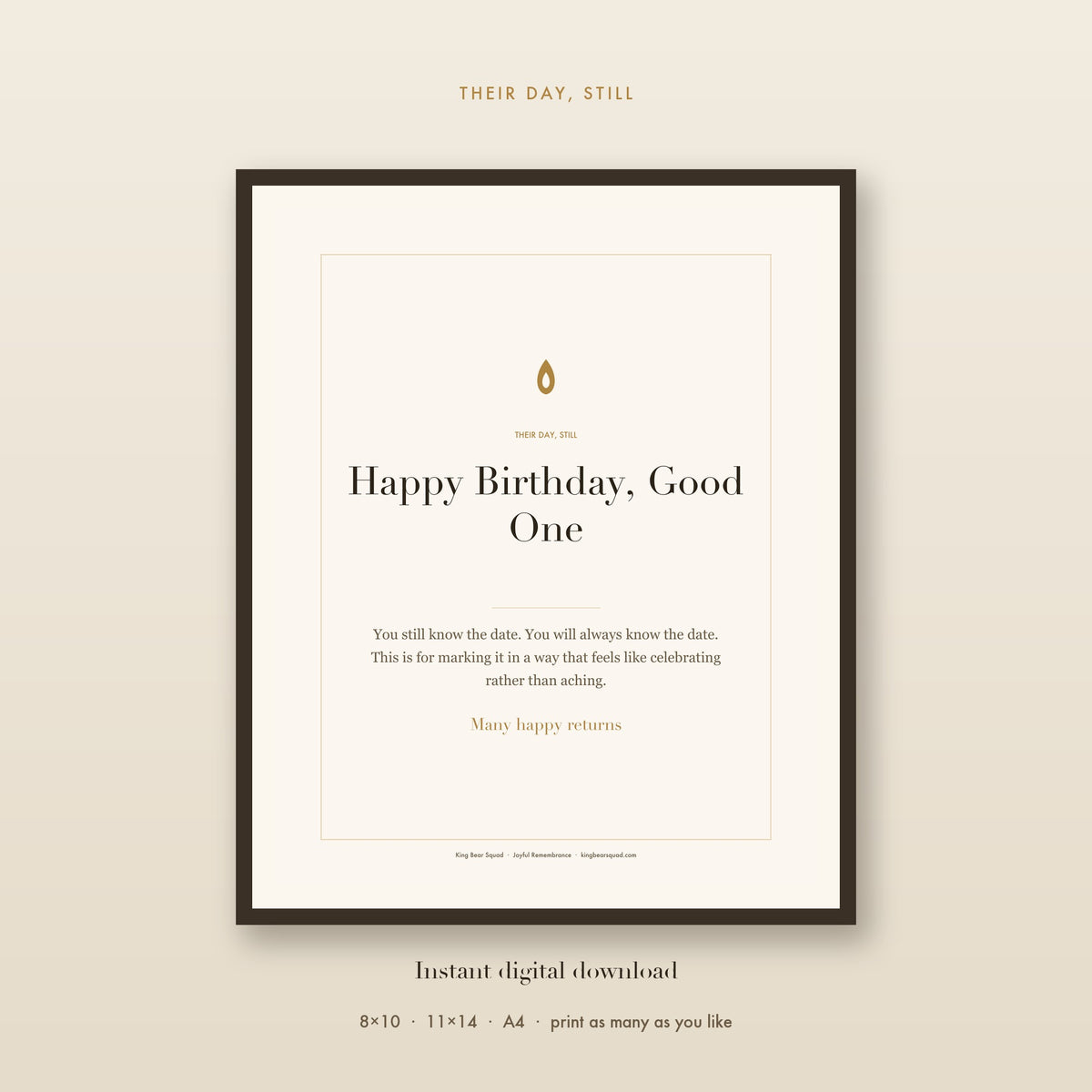 Happy Birthday Good One remembrance print, framed
