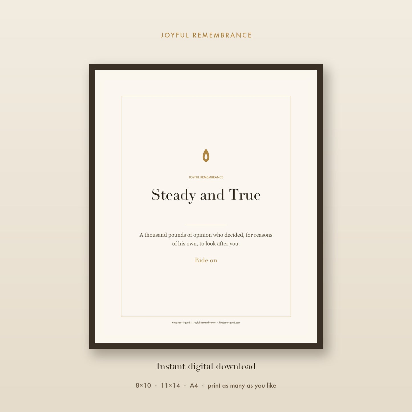 Steady and True horse memorial print, framed