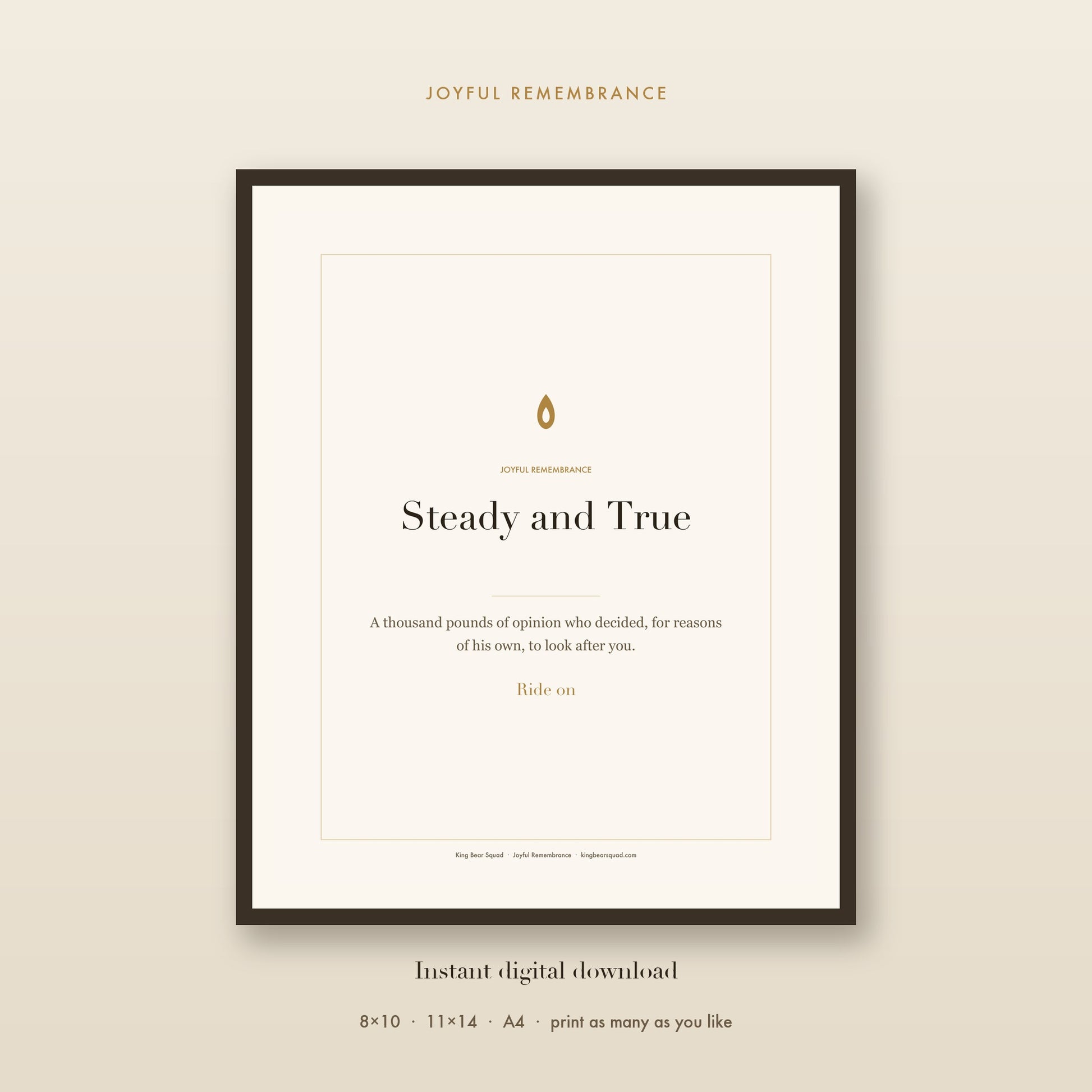 Steady and True horse memorial print, framed