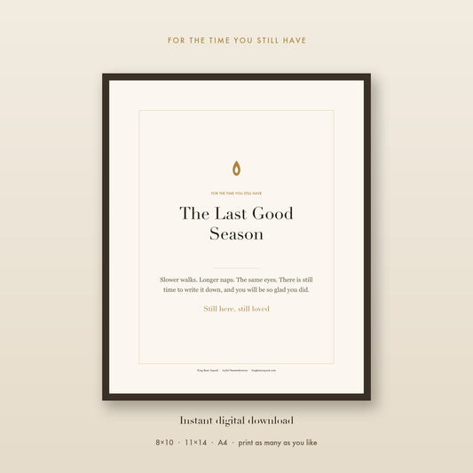 The Last Good Season senior pet keepsake print, framed