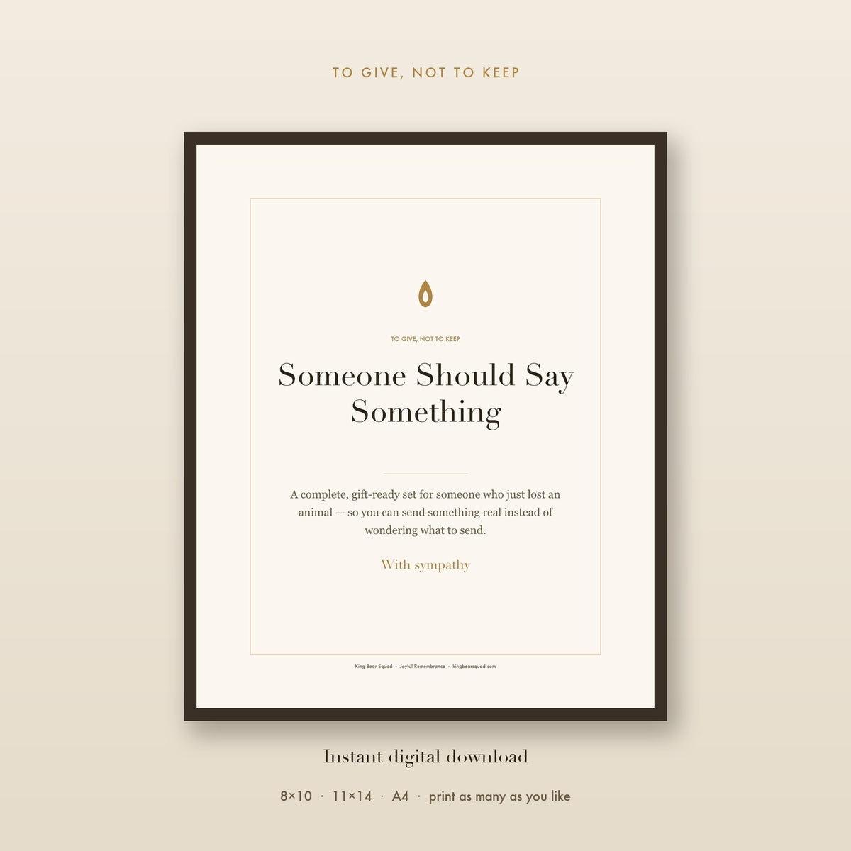 The Thoughtful Gift pet memorial bundle, framed print