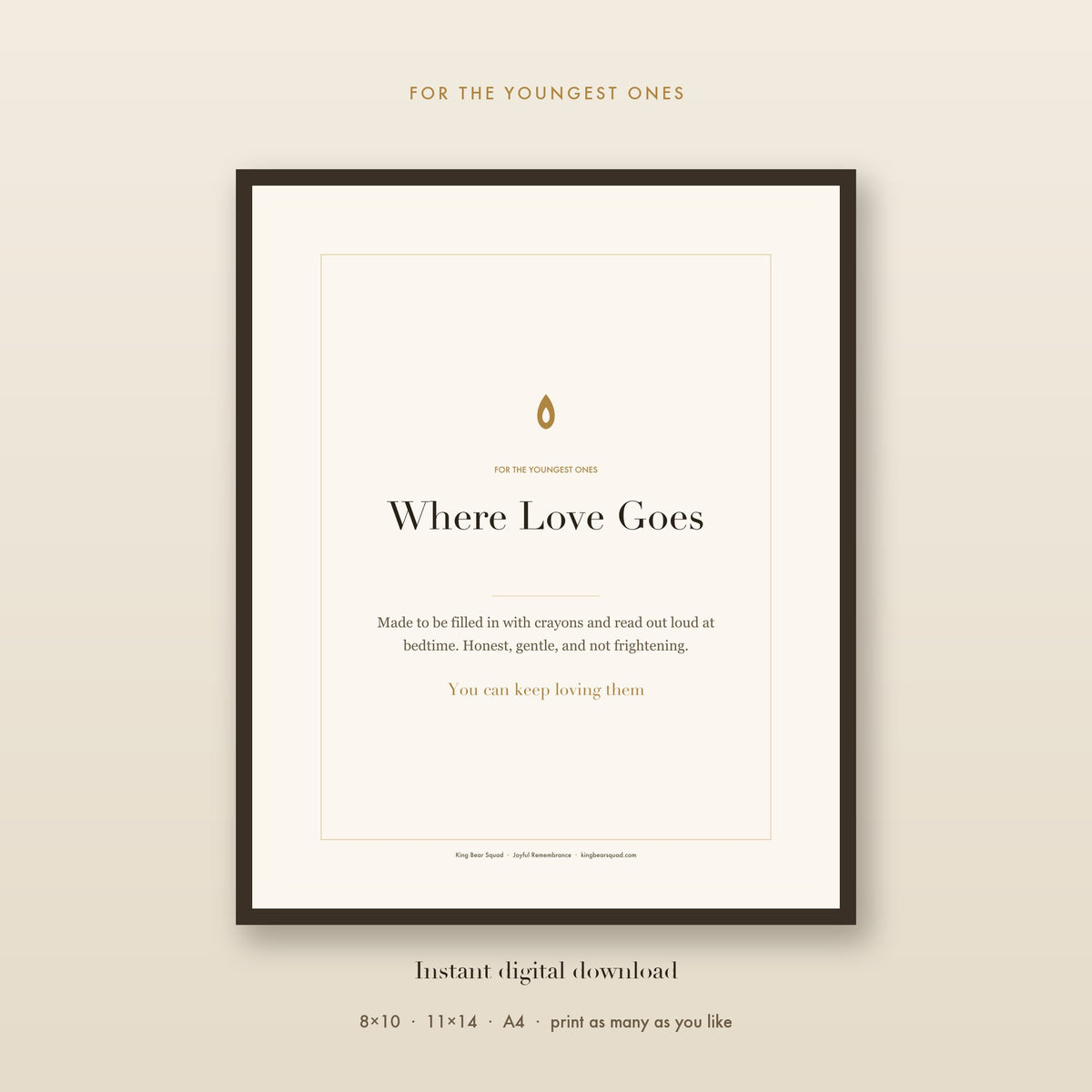 Where Love Goes kids pet goodbye kit, framed print