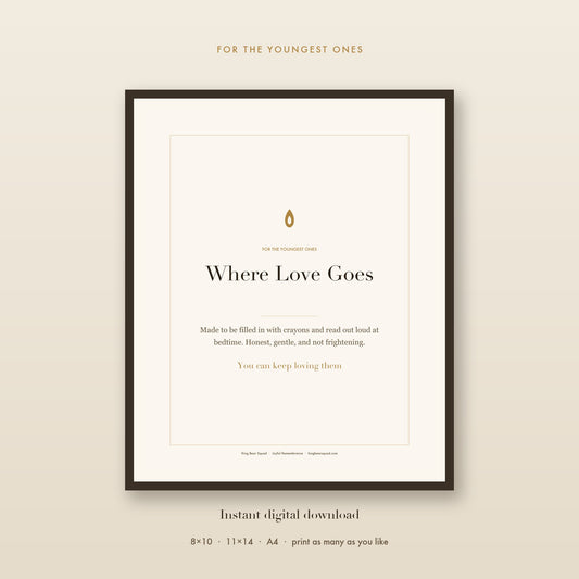 Where Love Goes kids pet goodbye kit, framed print